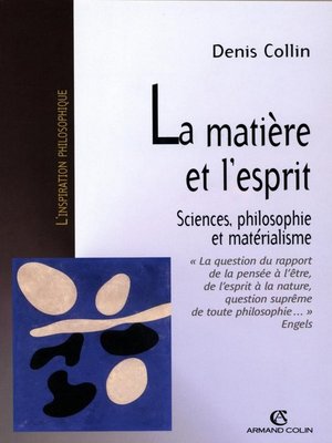 cover image of La matière et l'esprit